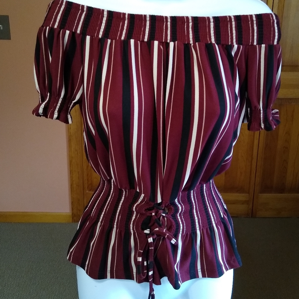 Off the shoulder corset waist blouse